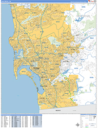 San Diego Wall Map Basic Style 2026